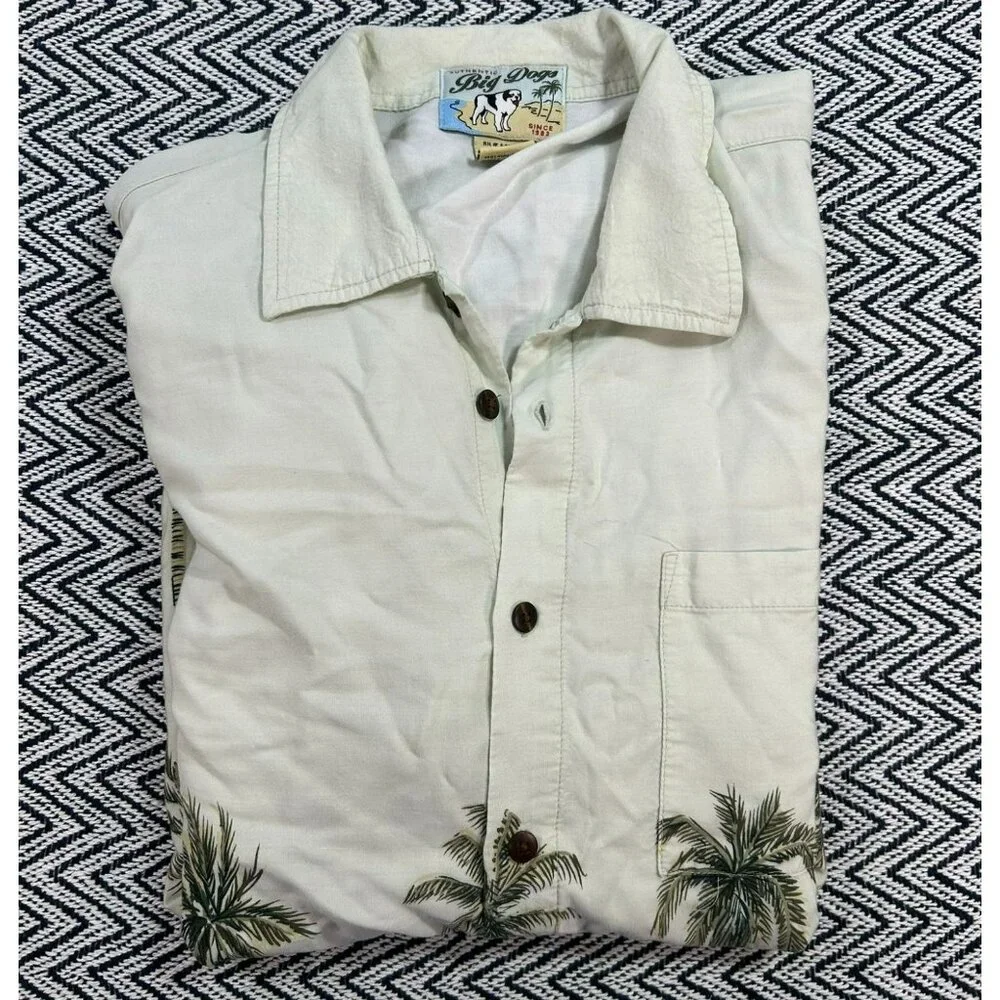Big Dog Men's Hawaiian Shirt X-Large All Around Palm Tree Print Short Sleeve But - Picture 4 of 7